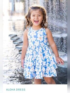 Mabel + Honey Blue Floral Tiered Aloha Sundress Sz 2T Vacation Summer